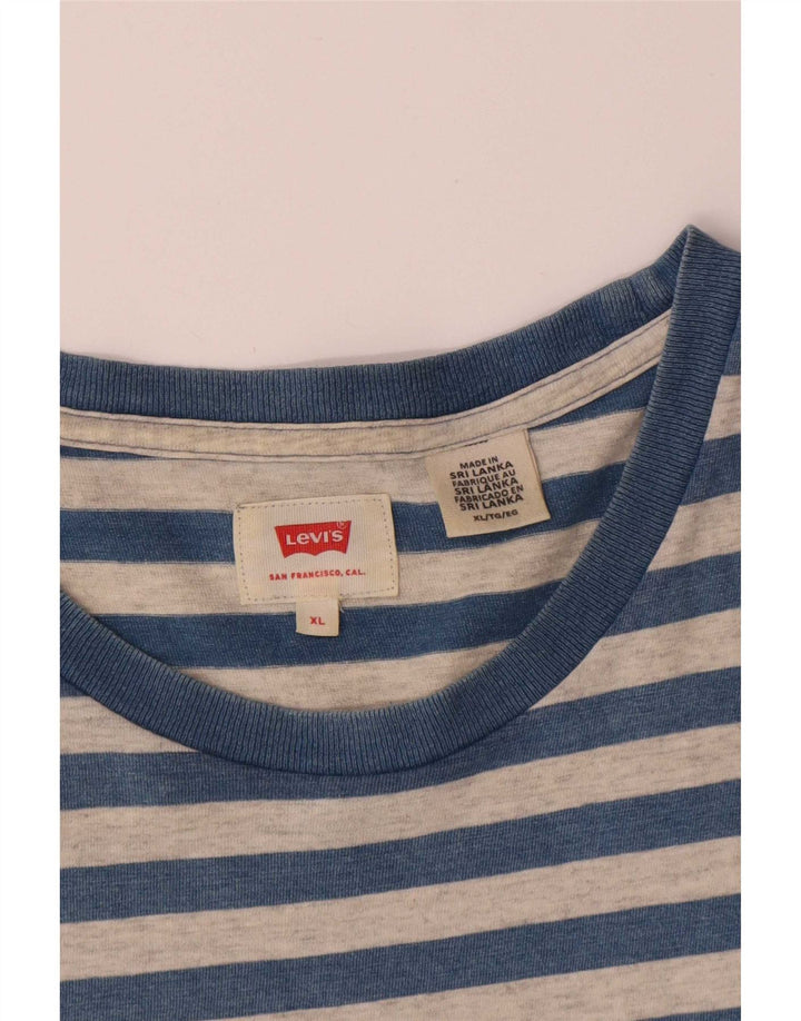 Levi's Herren T-Shirt Top XL blau gestreift aus Baumwolle
