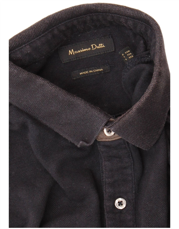 MASSIMO DUTTI Mens Polo Shirt Large Navy Blue Flecked