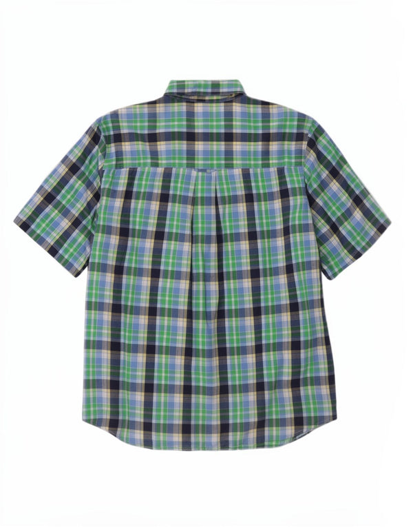 Chaps Camisa Manga Corta Hombre XL Algodón A Cuadros Verde