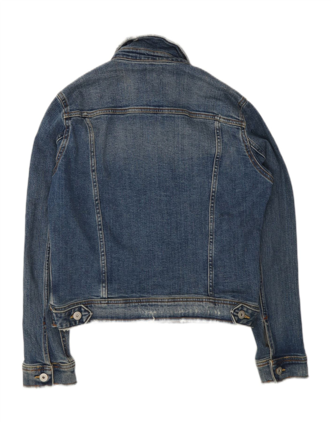 ZARA Womens Distressed Denim Jacket UK 12 Medium Blue Cotton Vintage Zara and Second-Hand Zara from Messina Hembry 