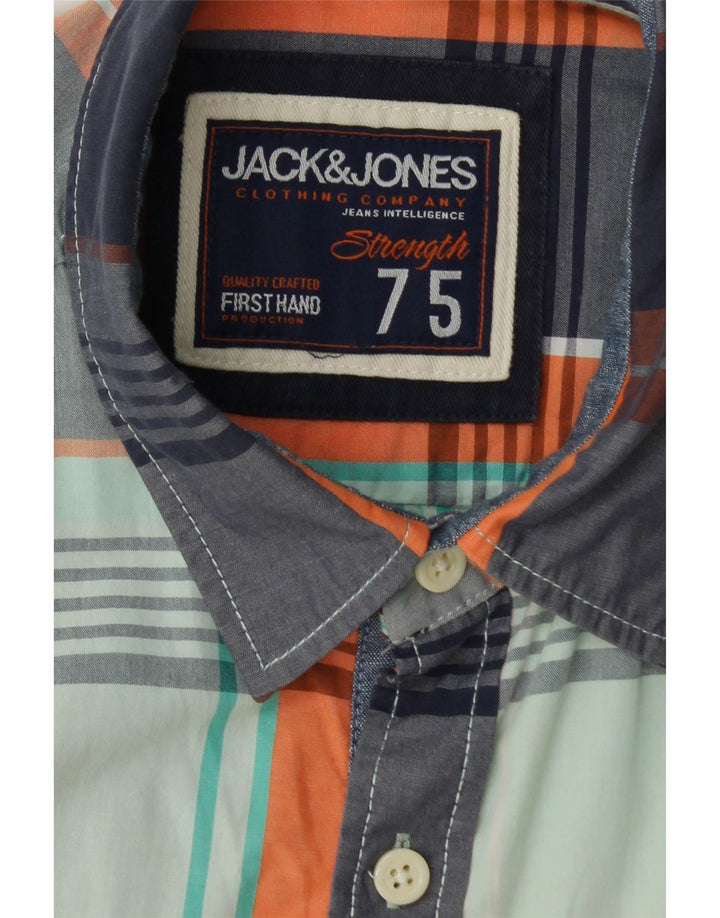 JACK & JONES Mens Short Sleeve Shirt Small Blue Check Cotton Vintage Jack & Jones and Second-Hand Jack & Jones from Messina Hembry 