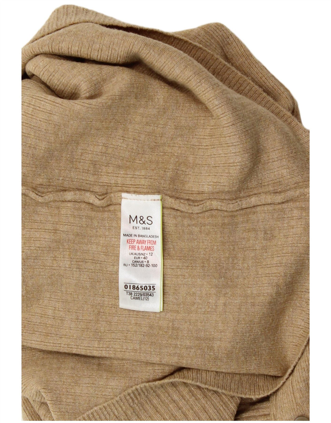 MARKS & SPENCER Womens Turtle Neck Jumper Sweater UK 12 Medium  Beige
