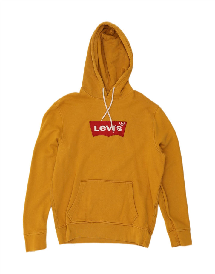 LEVI'S Mens Graphic Hoodie Jumper Medium Yellow Cotton Vintage Levi's and Second-Hand Levi's from Messina Hembry 