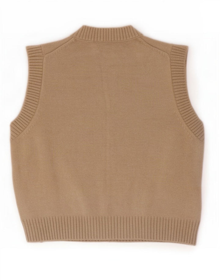 Zara Damen Weste Tank Top UK 14 Medium Beige Polyester