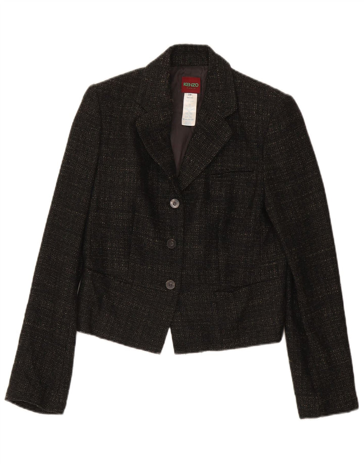 Giacca blazer a 3 bottoni da donna Kenzo EU 38 Lana screziata marrone medio