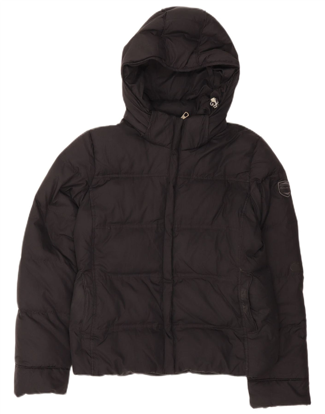 Champion Dame Hætte Polstret Jakke UK 14 Medium Sort Polyester