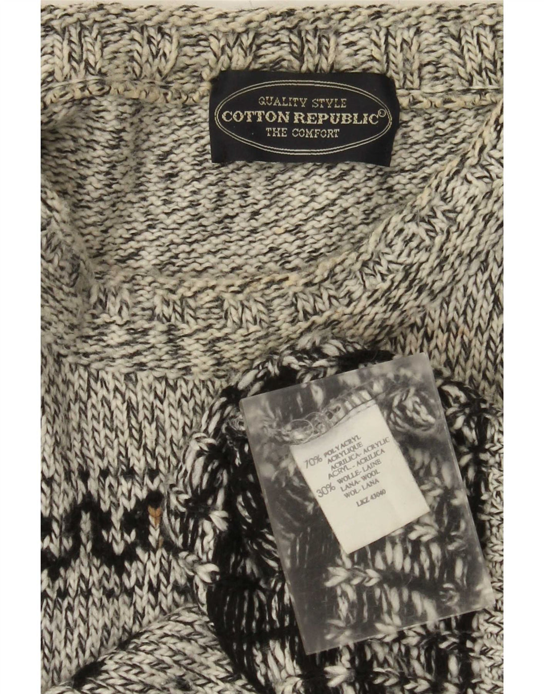 Cotton Republic Pull Col Rond Homme Gris Moyen Fair Isle