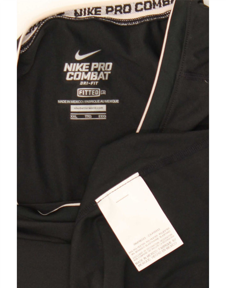 Nike Mens Compression T-Shirt Top 2XL Black Polyester