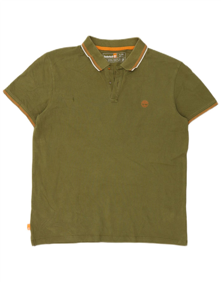 Timberland Mens Polo Shirt Large Khaki Cotton