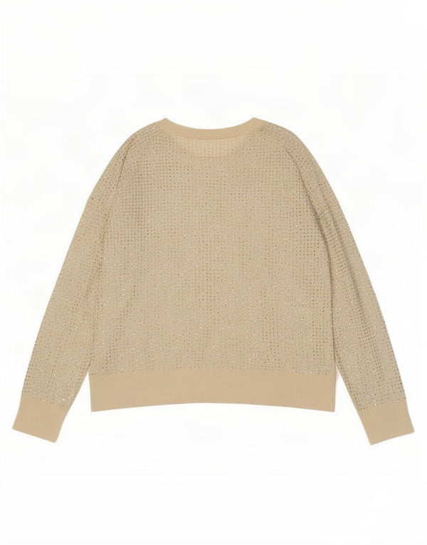 Zara Pull à col rond pour femme UK 16 Large Beige