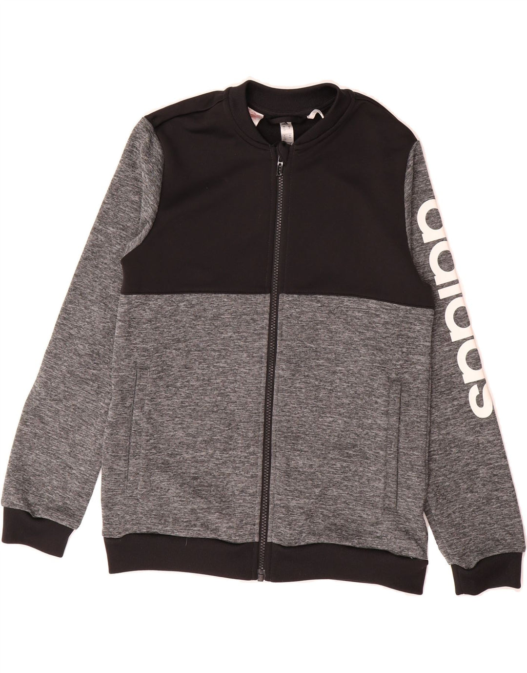ADIDAS Boys Graphic Tracksuit Top Jacket 11-12 Years Grey Colourblock Vintage Adidas and Second-Hand Adidas from Messina Hembry 