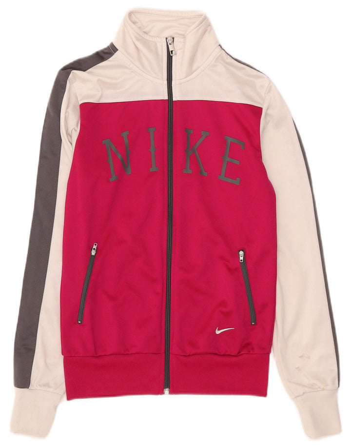 Nike Womens Graphic Tracksuit Top Jacket UK 10 Small Pink Colourblock