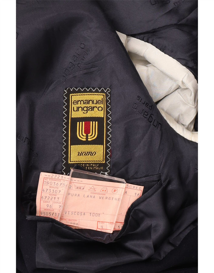 EMANUEL UNGARO Mens 2 Button Blazer Jacket IT 50 Large Navy Blue New Wool Vintage Emanuel Ungaro and Second-Hand Emanuel Ungaro from Messina Hembry 