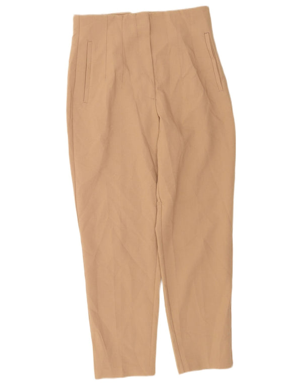 Zara Womens High Waist Tapered Suit Trousers Medium W28 L26 Beige Polyester