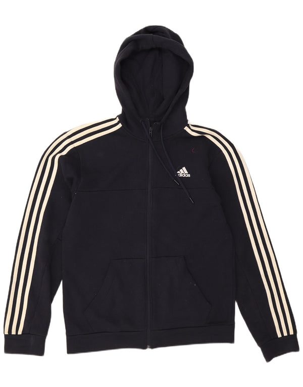 Adidas Mens Zip Hoodie Sweater Small Navy Blue Cotton