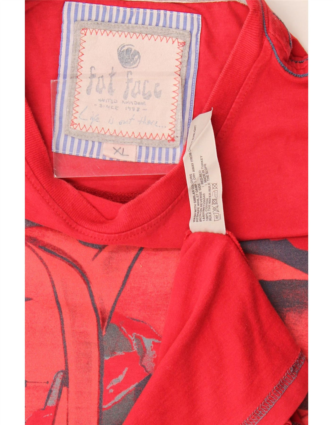 Fat Face Mens Graphic T-Shirt Top XL Red Cotton