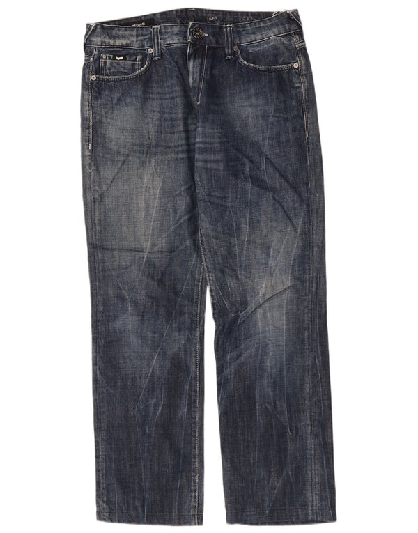 Gas Mens Straight Jeans W33 L30 Azul Marinho Algodão