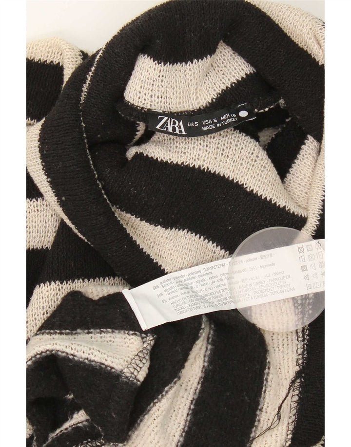 Zara Damen-Pullover mit Rollkragen, übergroß, Gr. 10, Größe S, Schwarz, gestreift