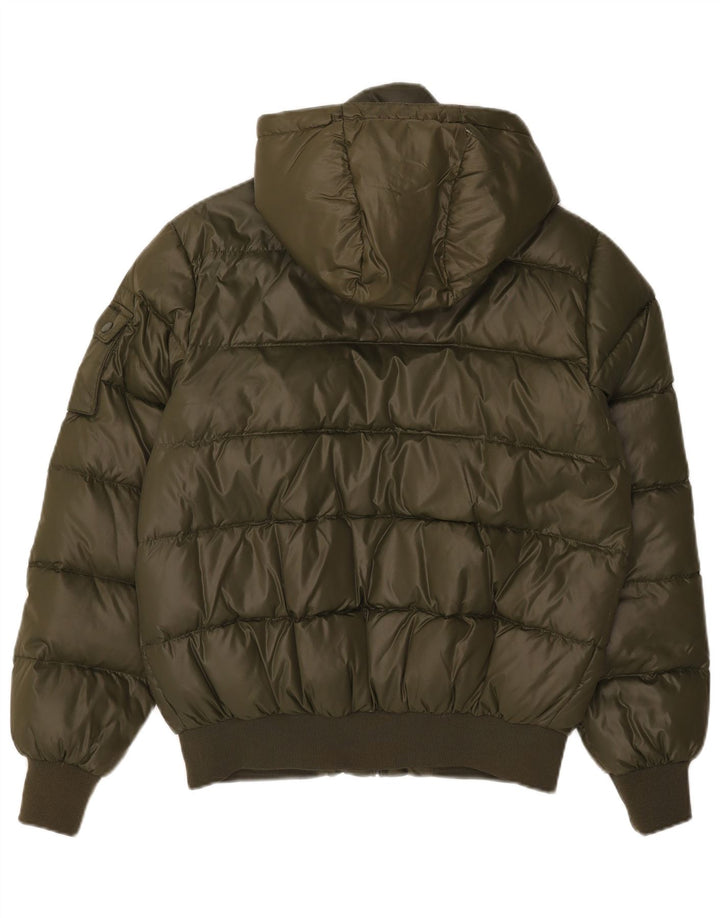 North Sails Mens Hooded Padded Jacket UK 38 Medium Khaki Nylon