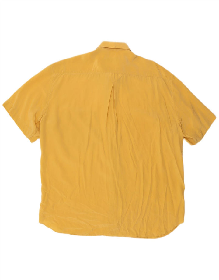 CACHAREL Herren Kurzarmhemd Größe 42 16 1/2 Large Gelb