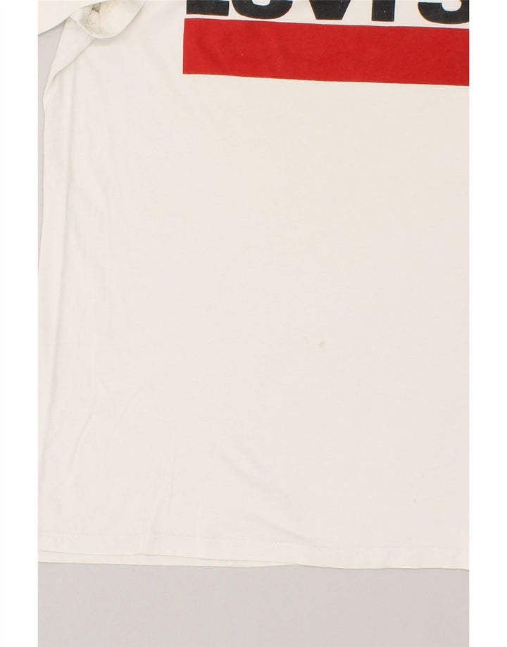 LEVI'S Womens Graphic T-Shirt Top UK 14 Medium White Cotton Vintage Levi's and Second-Hand Levi's from Messina Hembry 