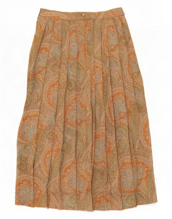 Marella Womens Knife Plisseret Nederdel UK 16 Large W30 Brown Paisley Wool