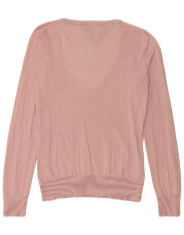 Tommy Hilfiger Womens V-Neck Jumper Sweater UK 12 Medium Pink