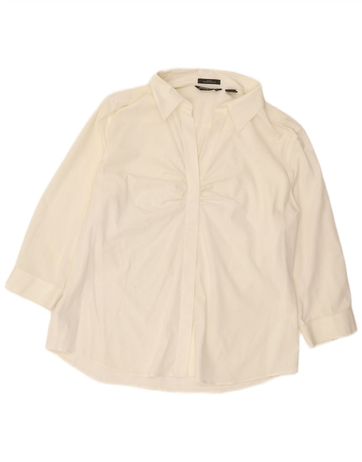 EDDIE BAUER Womens 3/4 Sleeve Pullover Shirt Blouse UK 18 XL White Cotton