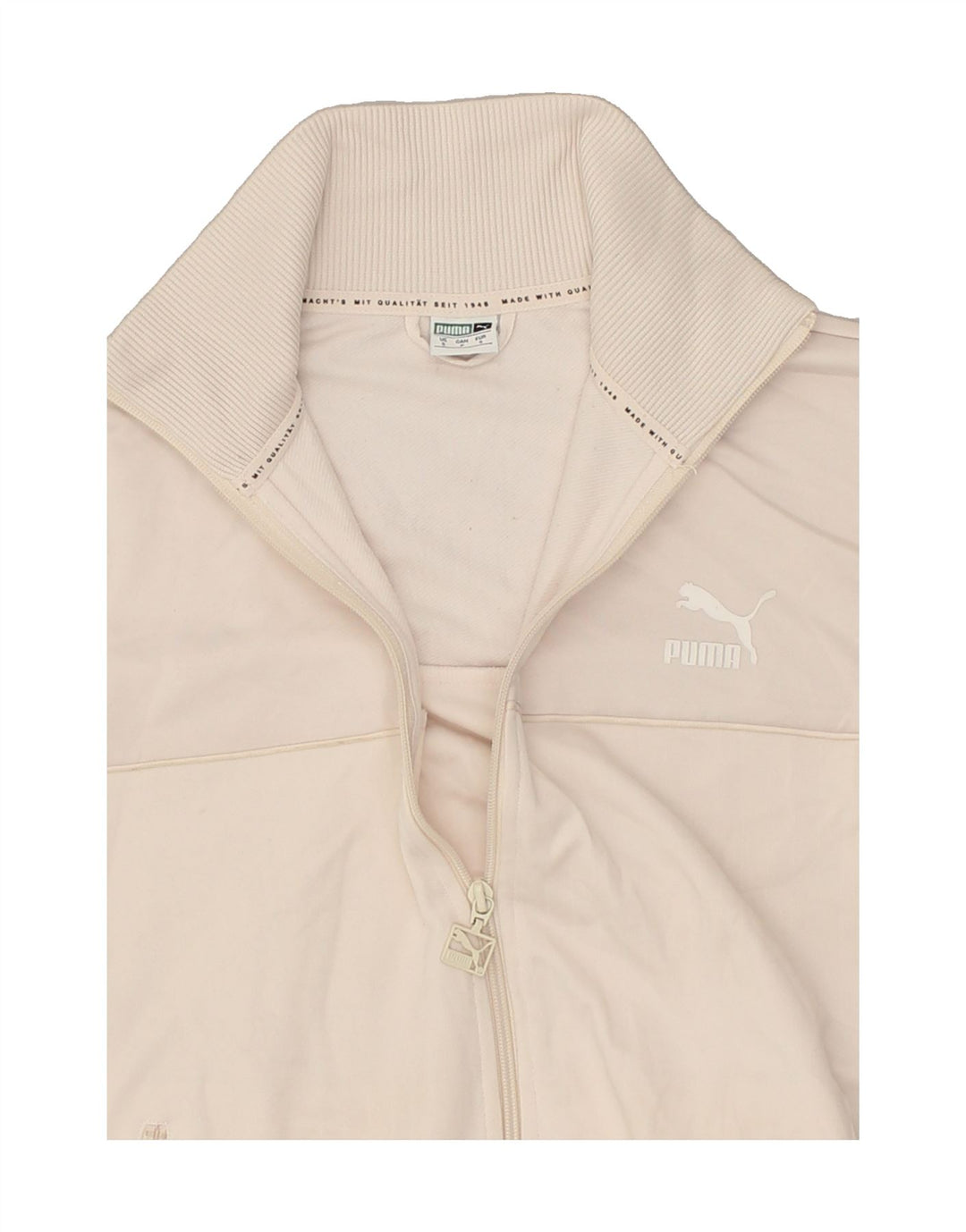 PUMA Womens Oversized Tracksuit Top Jacket UK 10 Small Beige Polyester | Vintage Puma | Thrift | Second-Hand Puma | Used Clothing | Messina Hembry 