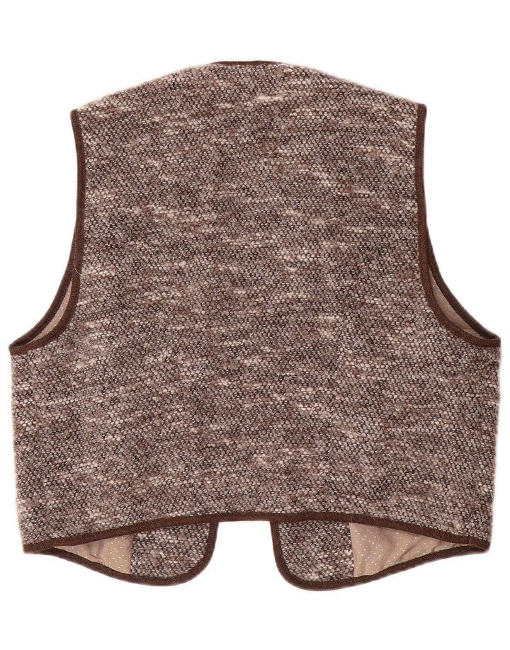 H.MOSER Womens OPEN Waistcoat IT 44 Medium Brown Floral Polyacrylic