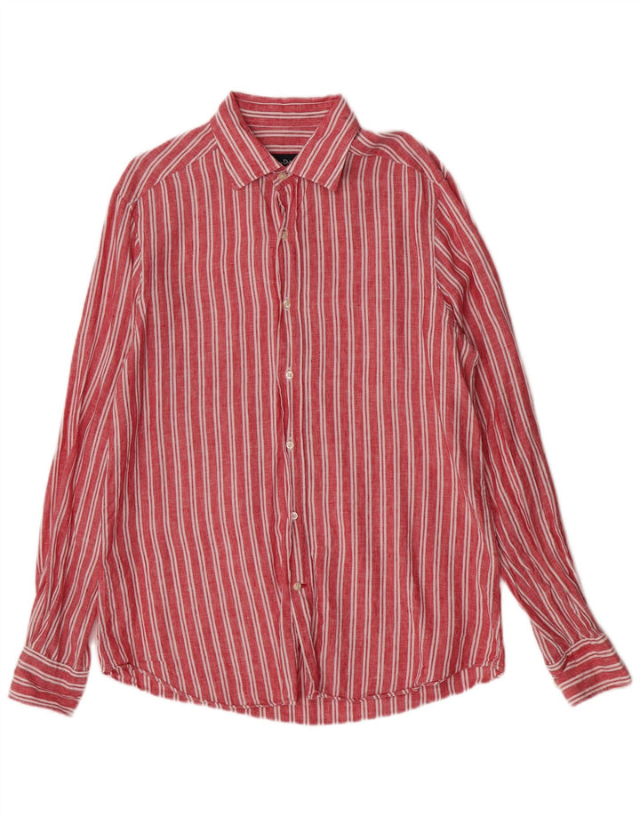 Camisa masculina Massimo Dutti grande listrada vermelha