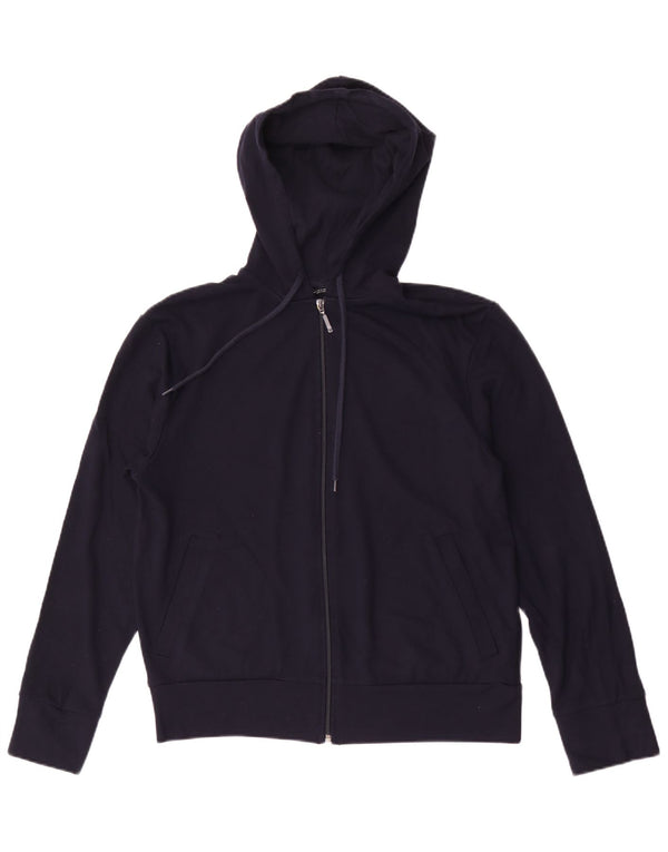 Zara Damen Zip Hoodie Pullover UK 14 Medium Marineblau Viskose