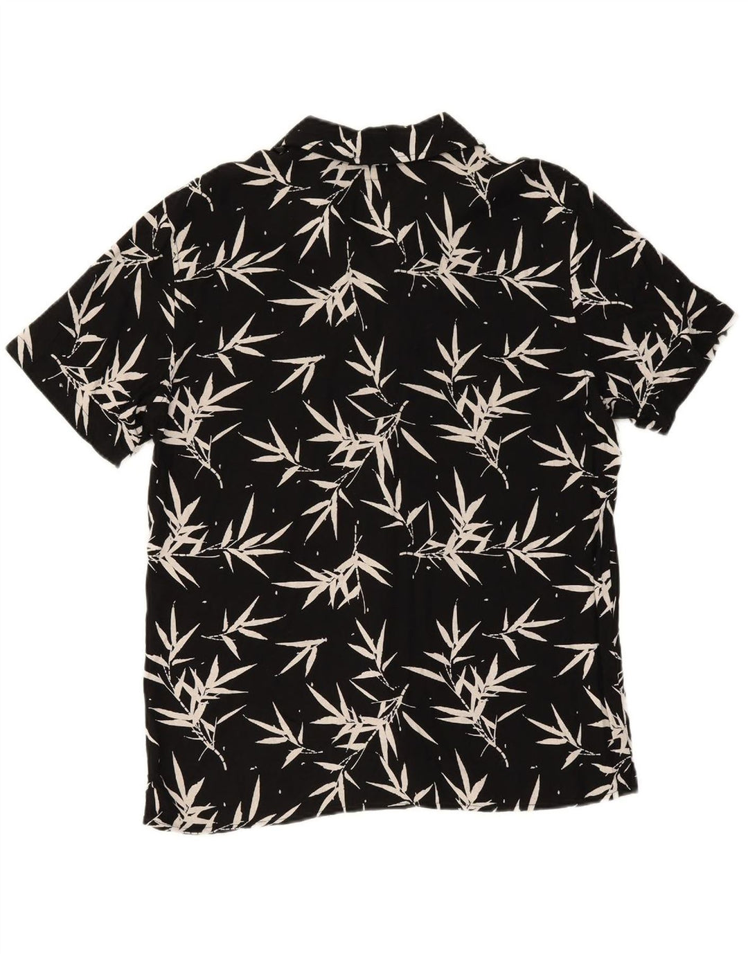 PULL & BEAR Mens Short Sleeve Shirt Size 40 Medium Black Floral