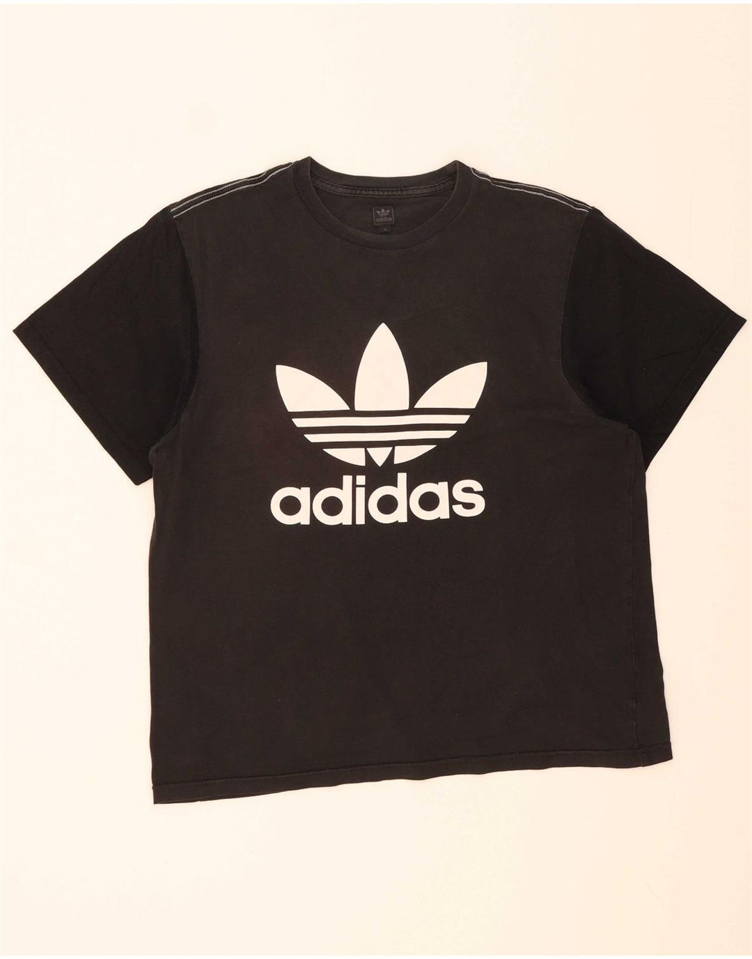 ADIDAS Mens Graphic T-Shirt Top Large Black Colourblock