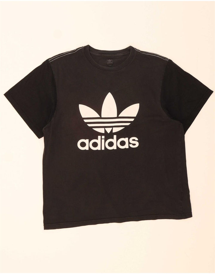 ADIDAS Mens Graphic T-Shirt Top Large Black Colourblock