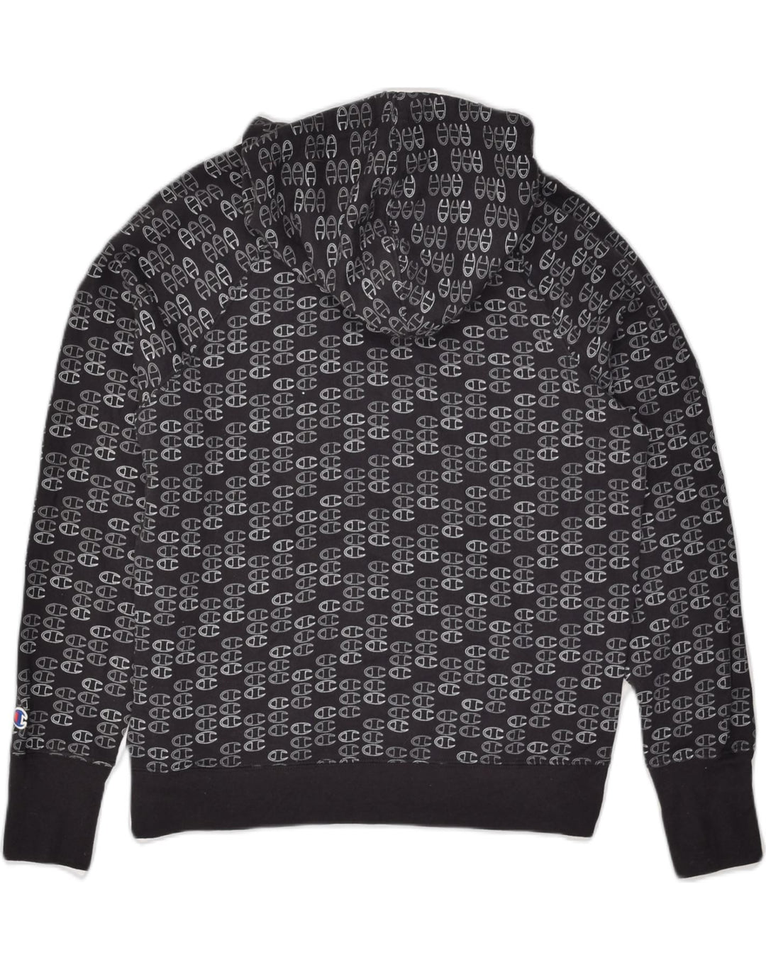 CHAMPION Womens Loose Fit Graphic Hoodie Jumper UK 10 Small Black | Vintage Champion | Thrift | Second-Hand Champion | Used Clothing | Messina Hembry 