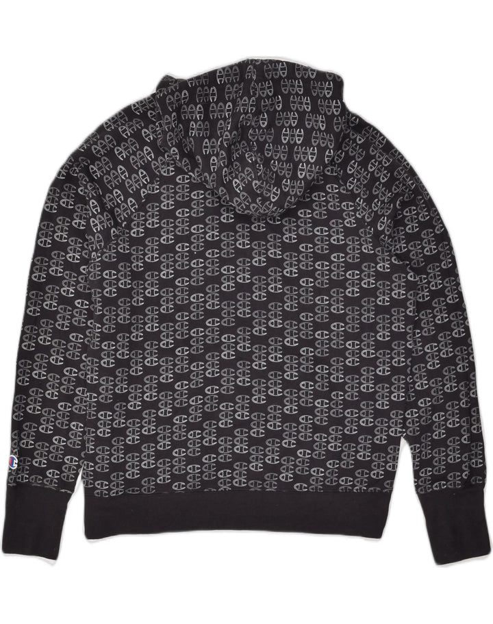 CHAMPION Womens Loose Fit Graphic Hoodie Jumper UK 10 Small Black | Vintage Champion | Thrift | Second-Hand Champion | Used Clothing | Messina Hembry 