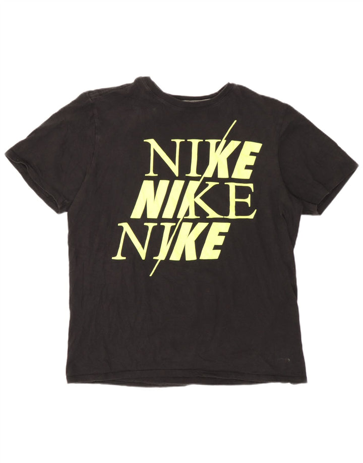 Nike Womens Athletic Cut Graphic T-Shirt Top UK 14 Medium Black