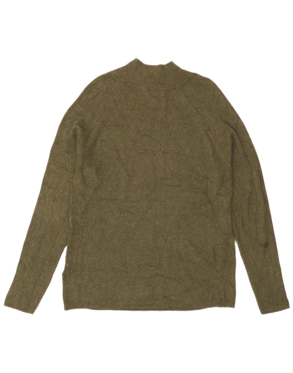 Marks & Spencer Damski sweter z golfem, UK 16, duży, khaki, wiskoza