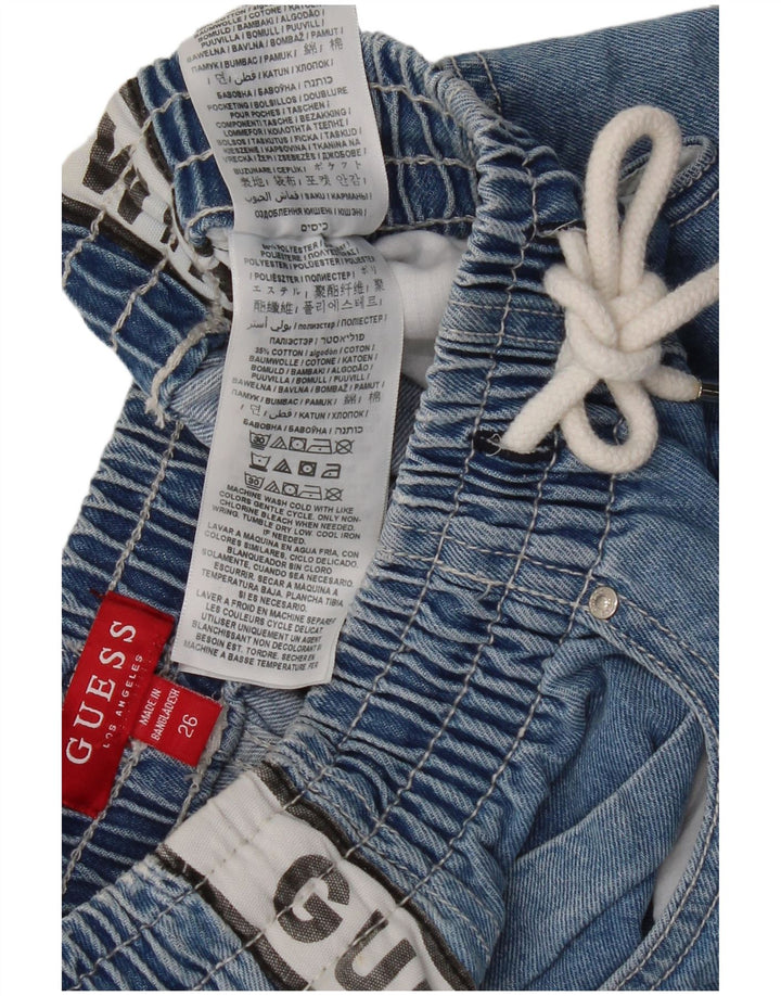 Pantaloni scurți din denim grafic pentru femei Guess W26 Small Blue Colorblock Poliester