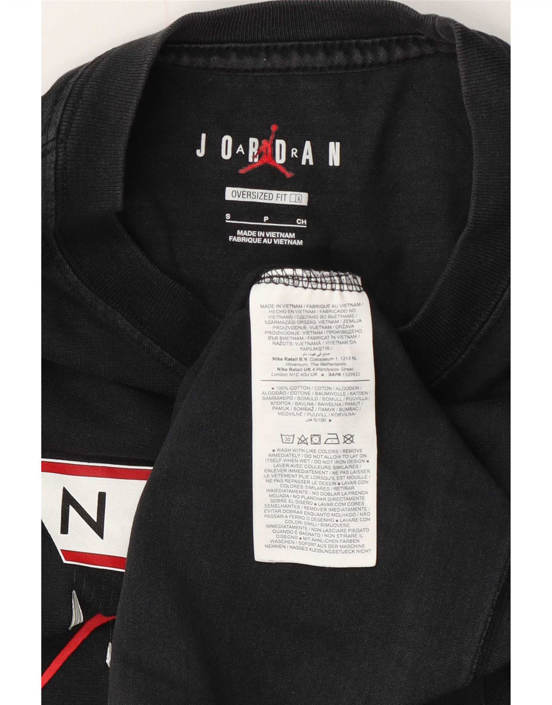 Jordan Mens Oversized Graphic T-Shirt Top Small Black Cotton