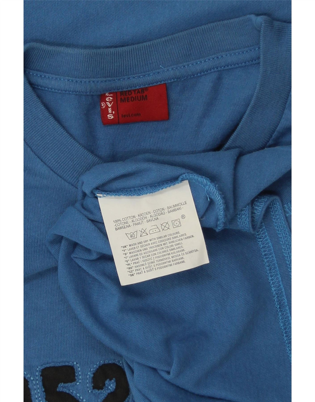 LEVI'S Mens Graphic Top Long Sleeve Medium Blue Cotton
