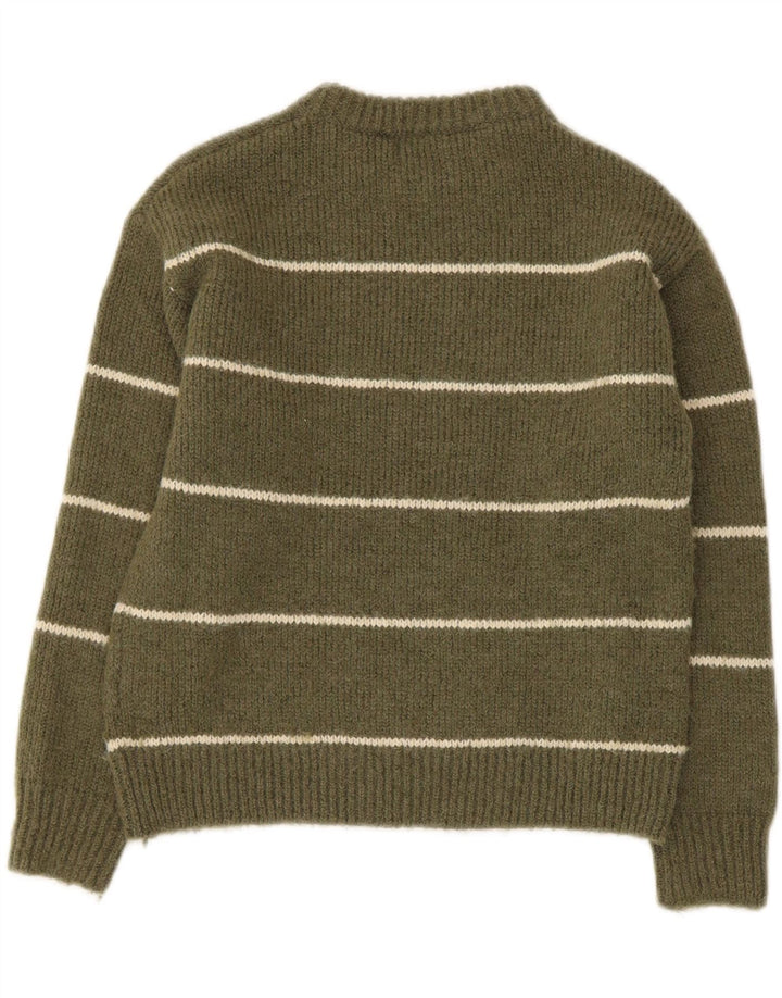 Zara Boys Crew Neck Jumper Sweater 8-9 Years Khaki Striped Polyester