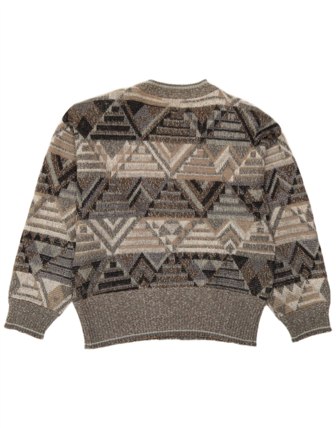 Bogner Mens Crew Neck Jumper Sweater Small Grey Geometric Acrylic