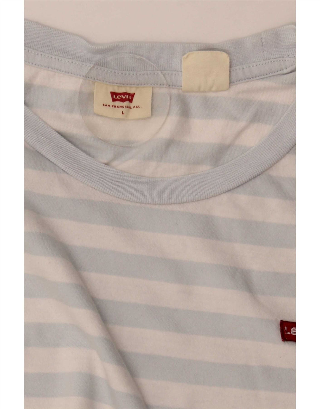 Levi's Womens T-Shirt Top UK 16 Large Blue Striped