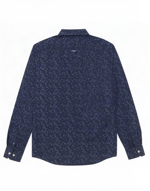Crew Clothing Mens Abstract Pattern Slim Fit Shirt Medium Navy Blue Cotton