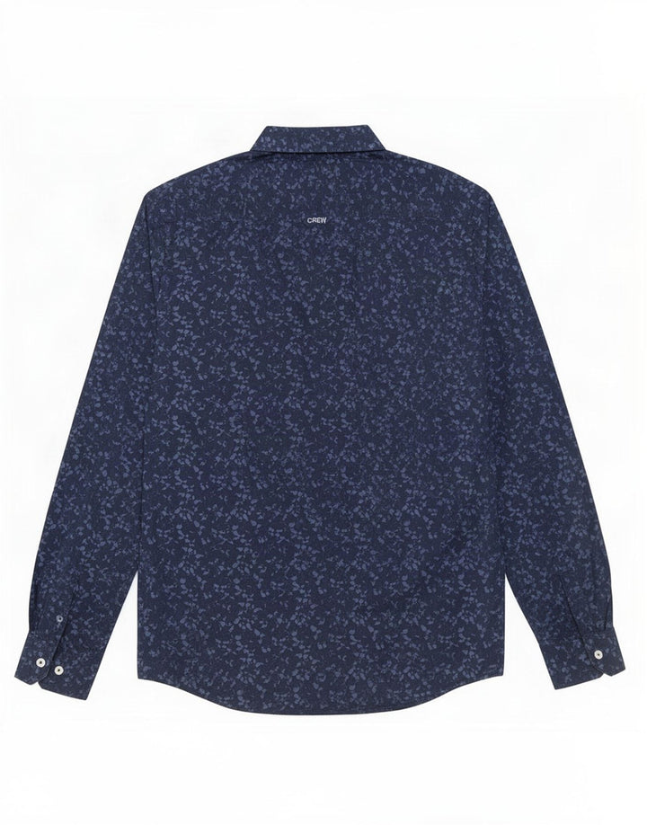 Crew Clothing Mens Abstract Pattern Slim Fit Shirt Medium Navy Blue Cotton