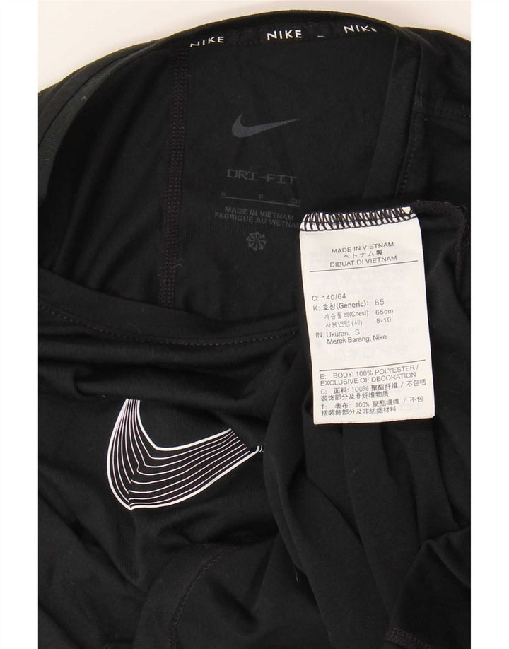 Nike Boys Dri Fit Graphic T-Shirt Top 8-9 Years Small Black Polyester