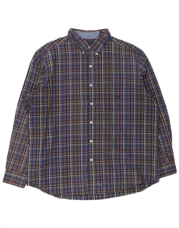 Chaps Mens Easy Care Shirt XL Blue Check Cotton
