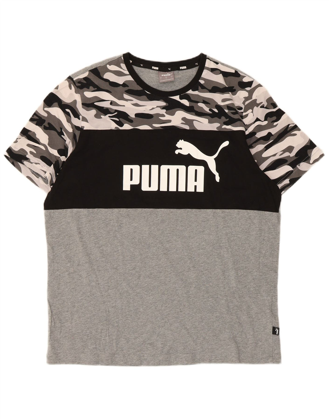 Puma Mens Graphic T-Shirt Top Large Multicoloured Camouflage Cotton